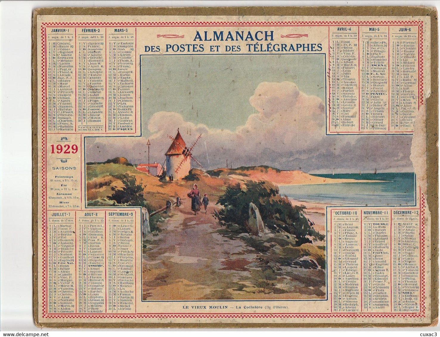 ALMANACH Des Poste 1929 - Departement Des Hautes-alpes - Grand Format : 1921-40