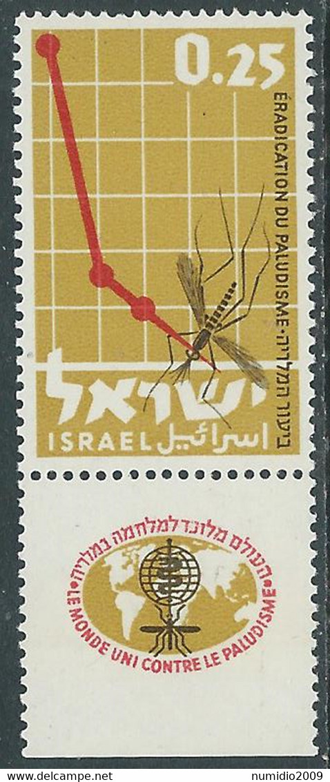 1962 ISRAELE LOTTA CONTRO LA MALARIA CON APPENDICE MNH ** - RD33-6 - Nuevos (con Tab)