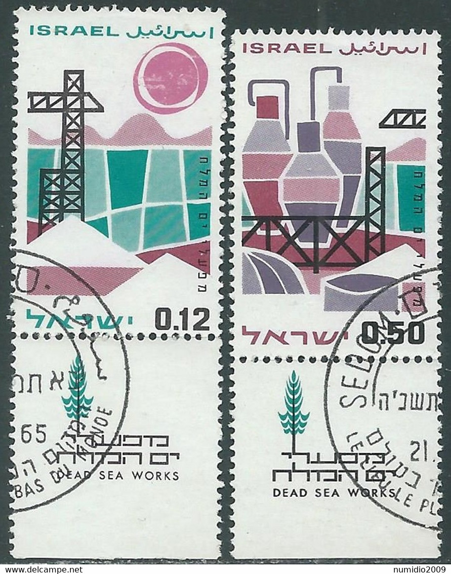 1965 ISRAELE USATO LAVORI PER IL MAR MORTO CON APPENDICE - RD40-6 - Usados (con Tab)