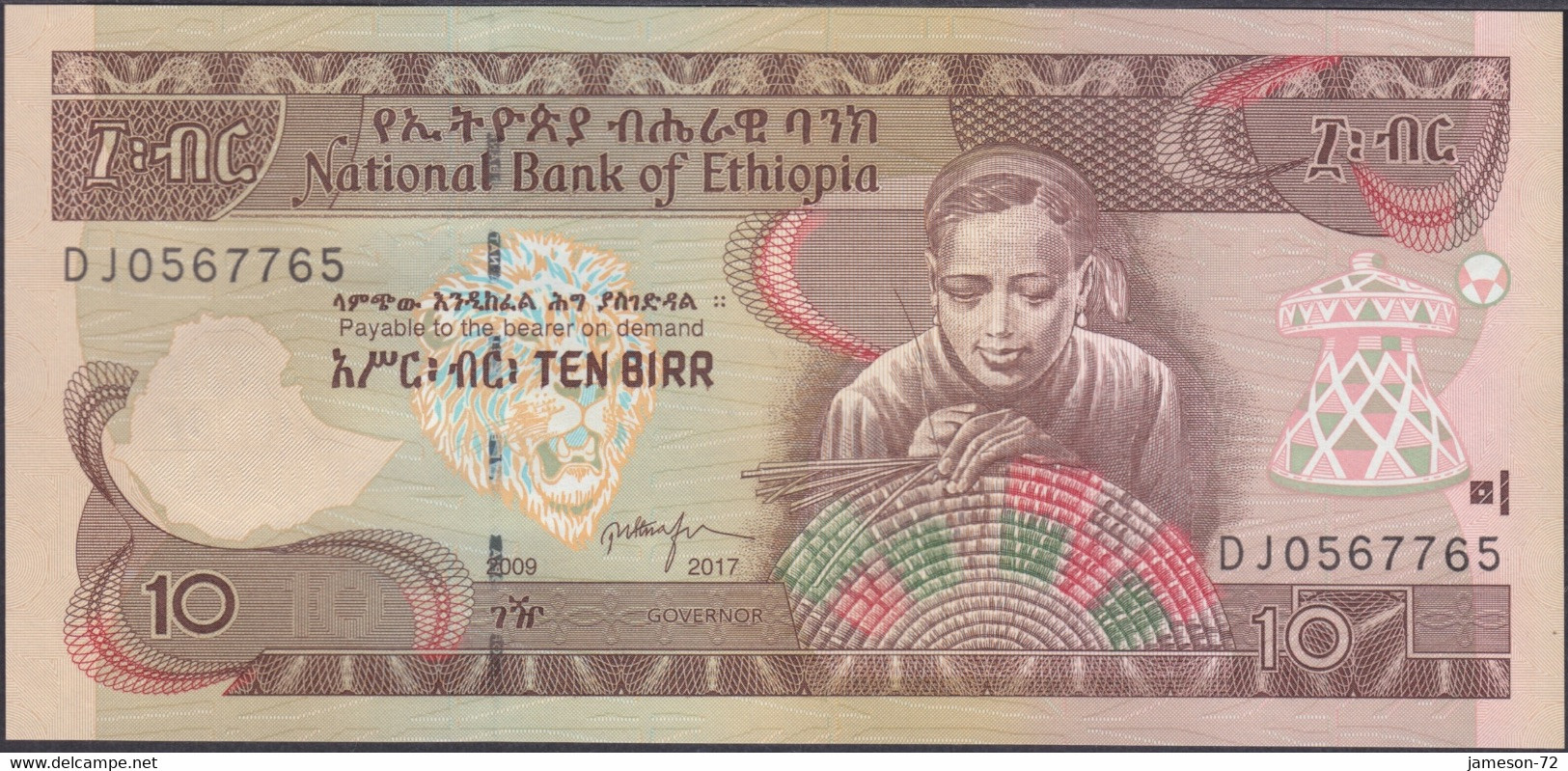 ETHIOPIA - 10 Birr EE2009 2017AD P# 48h Africa Banknote - Edelweiss Coins - Ethiopia