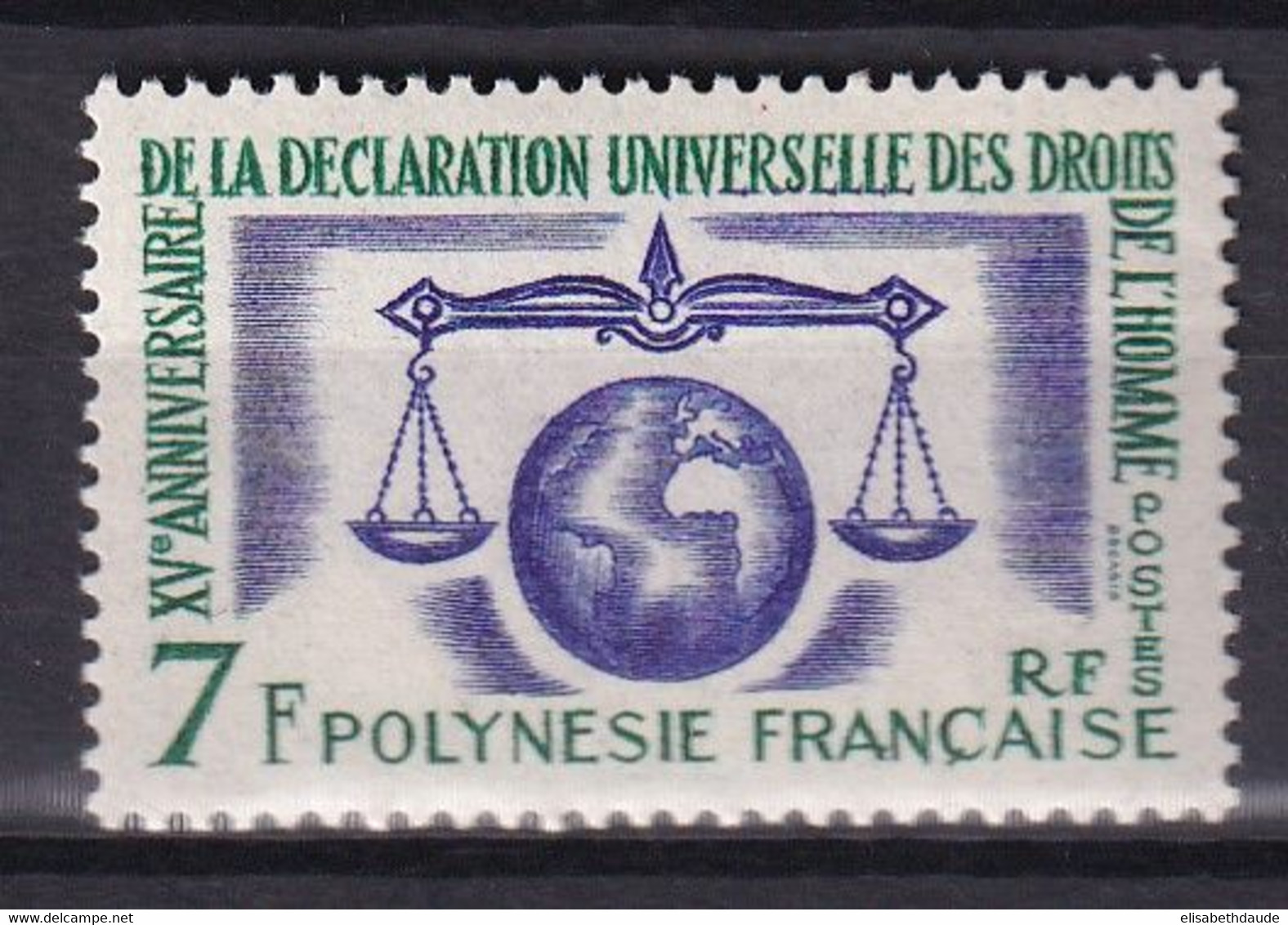 POLYNESIE - YVERT N°25 ** MNH - COTE = 15.7 EUR. - DROITS DE L'HOMME - Neufs