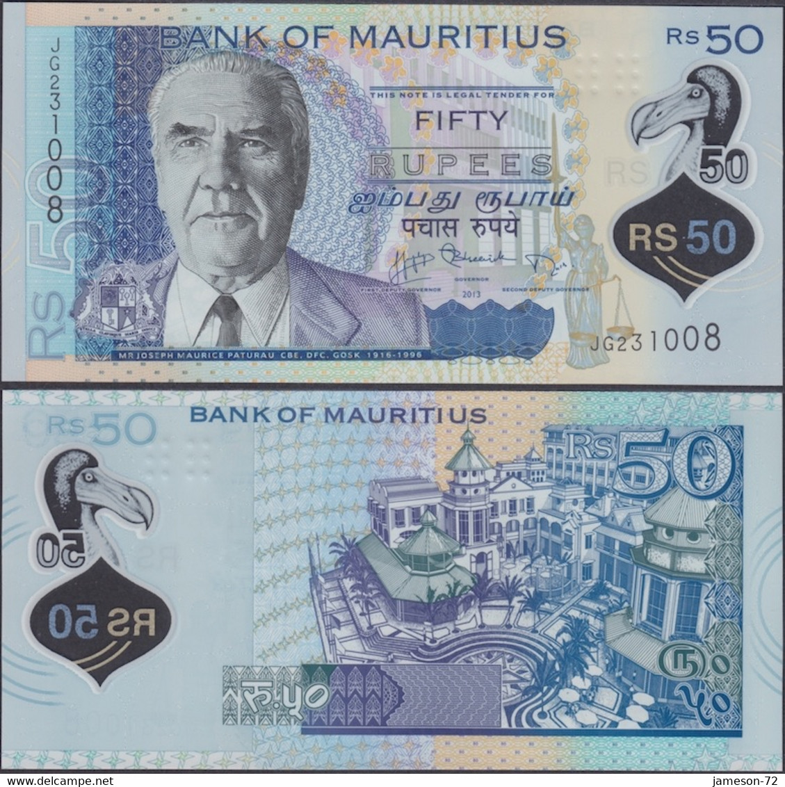 MAURITIUS - 50 Rupees 2013 P# 65 Africa Banknote - Edelweiss Coins - Mauritius