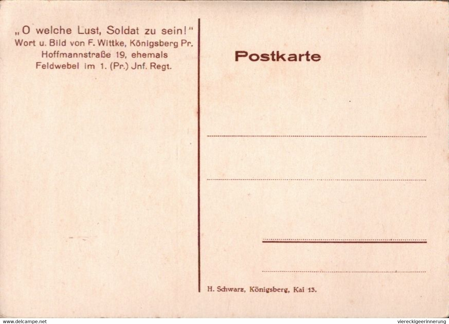 ! Humorkarte, Soldaten, Verlag Königsberg In Ostpreußen - Humour