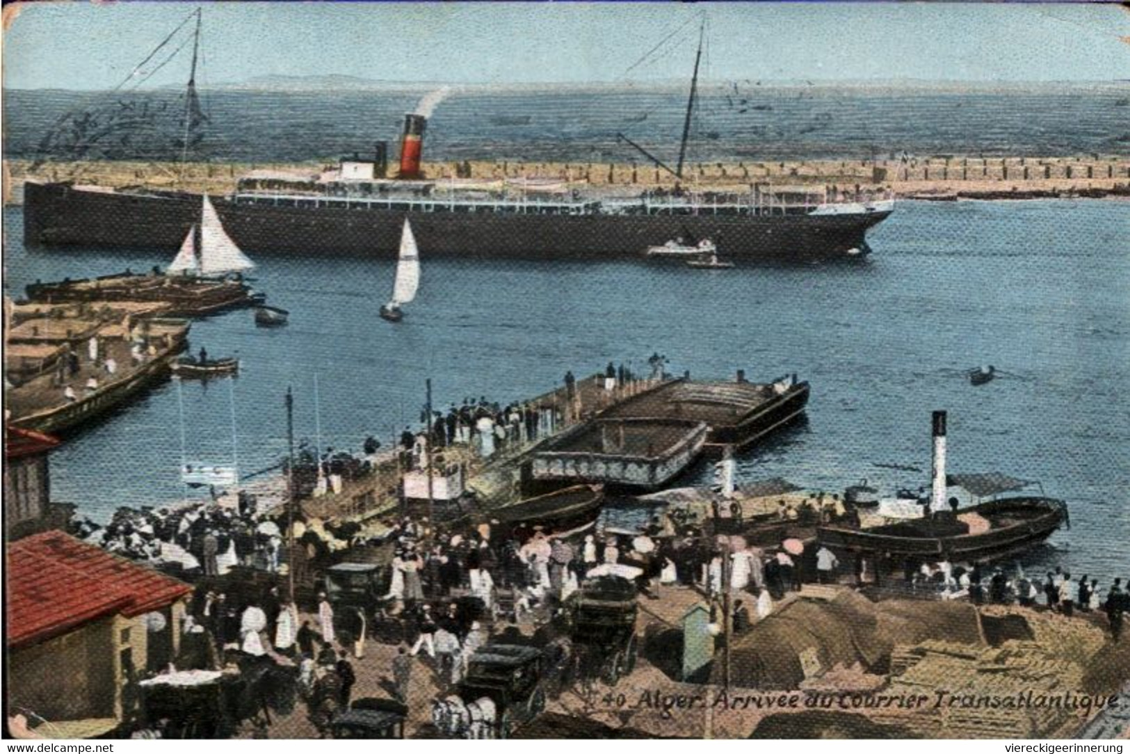 ! 1909 Ansichtskarte Alger, Courrier Transatlantique, Dampfer, Hafen, Schiffe, Cruise Ship - Steamers