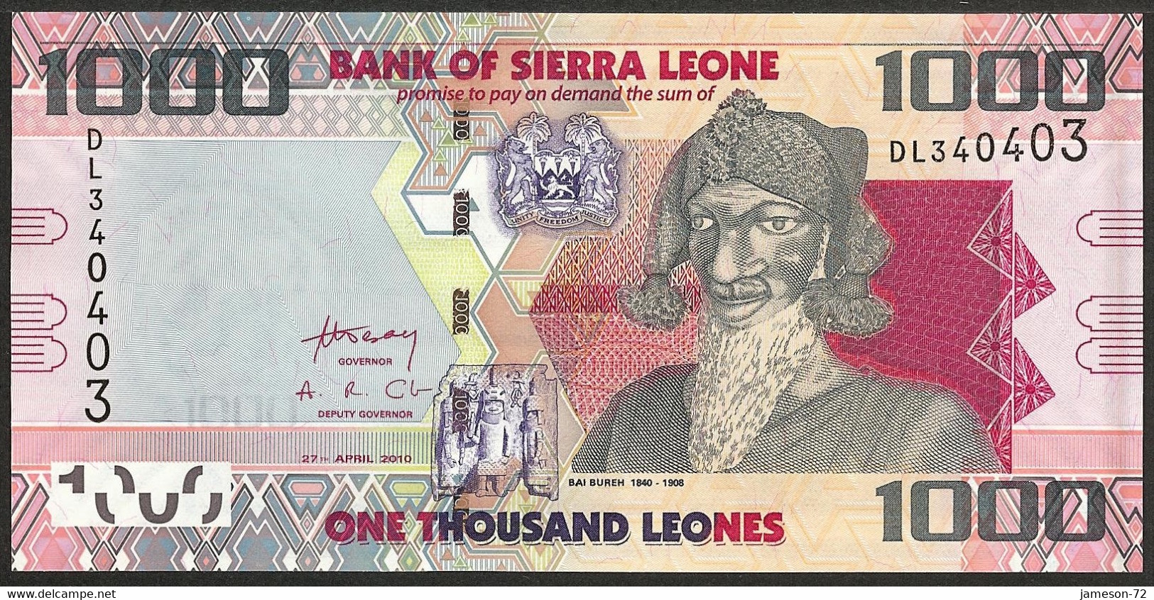 SIERRA LEONE - 1000 Leones 2010 P# 30 Africa Banknote - Edelweiss Coins - Sierra Leone