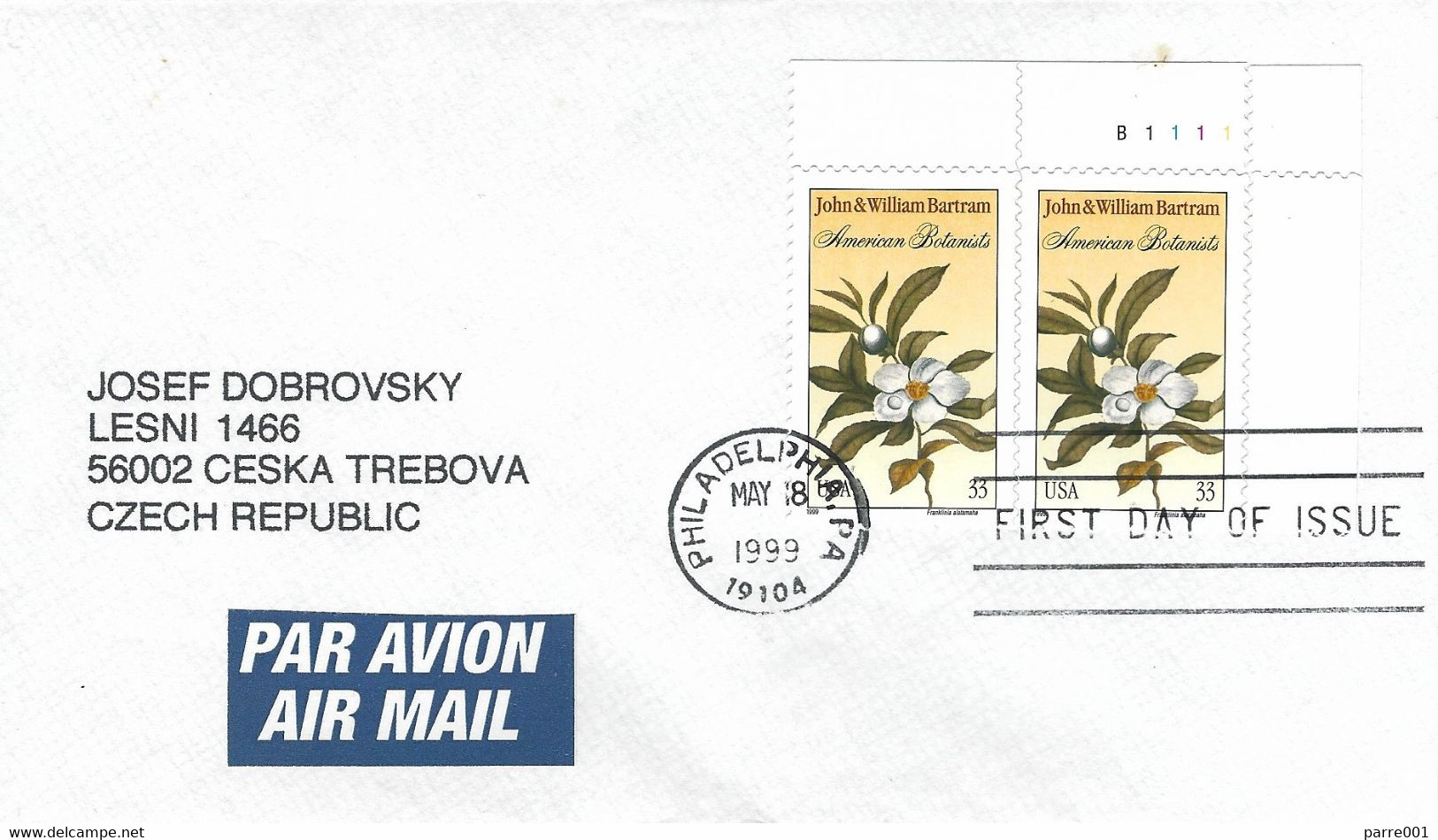 USA 1999 Philadelphia John & William Bartram Botanist Ornithologist Natural Historian Explorer FDC Cover - 1991-2000