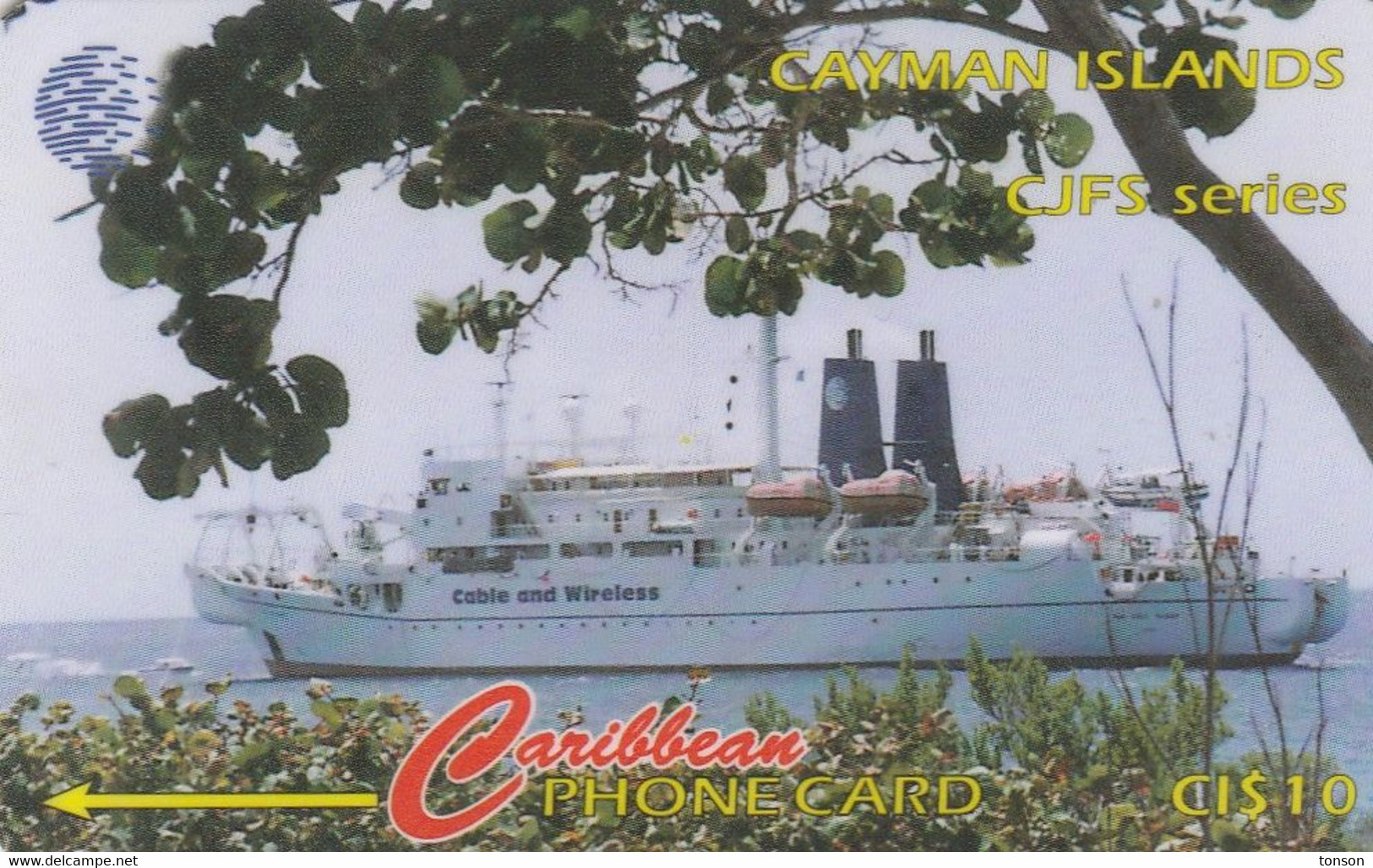Cayman Islands, CAY-156A,  Cayman - Jamaica Fibre System - Sir Eric Sharp, Ship, 2 Scans - Iles Cayman