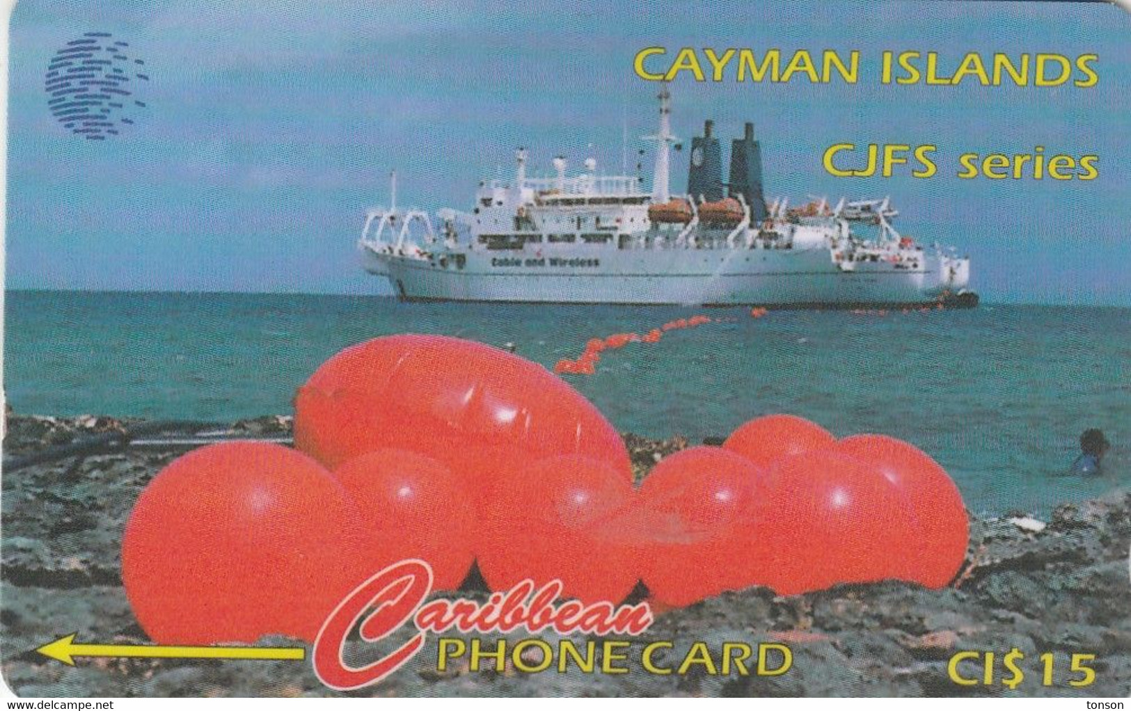 Cayman Islands, CAY-131D, Orange Buoys, Cable Ship, 2 Scans - Kaaimaneilanden