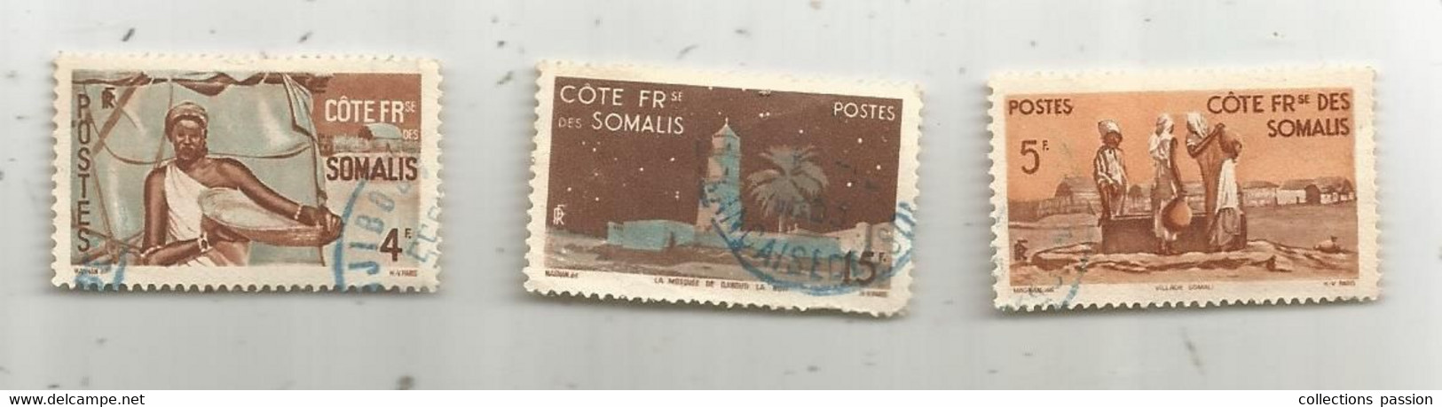 Timbre, Côte Française Des SOMALIS , LOT DE 3 TIMBRES - Gebruikt