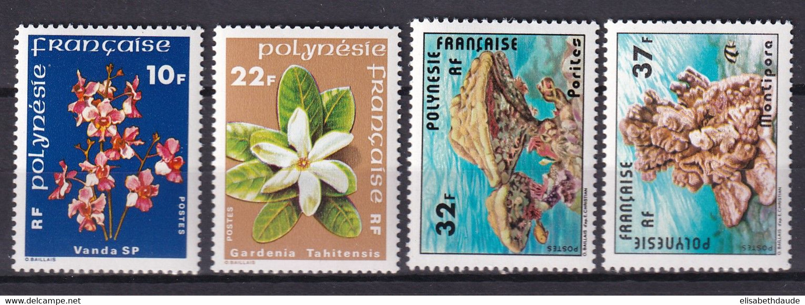 POLYNESIE - 1979 - YVERT N°128/131 ** MNH - COTE = 10.2 EUR. - FLEURS / CORAUX - Nuevos