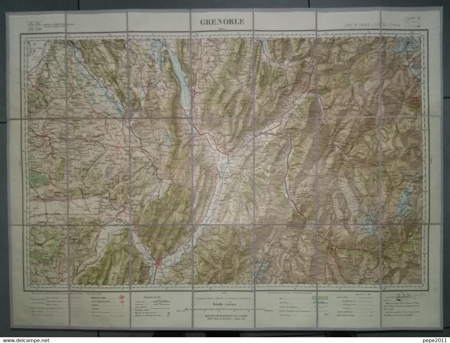 Ancienne Carte Entoilée De GRENOBLE Et Sa Région - Edition FOREST Révisée En 1895 Et 1897 - Topographische Karten