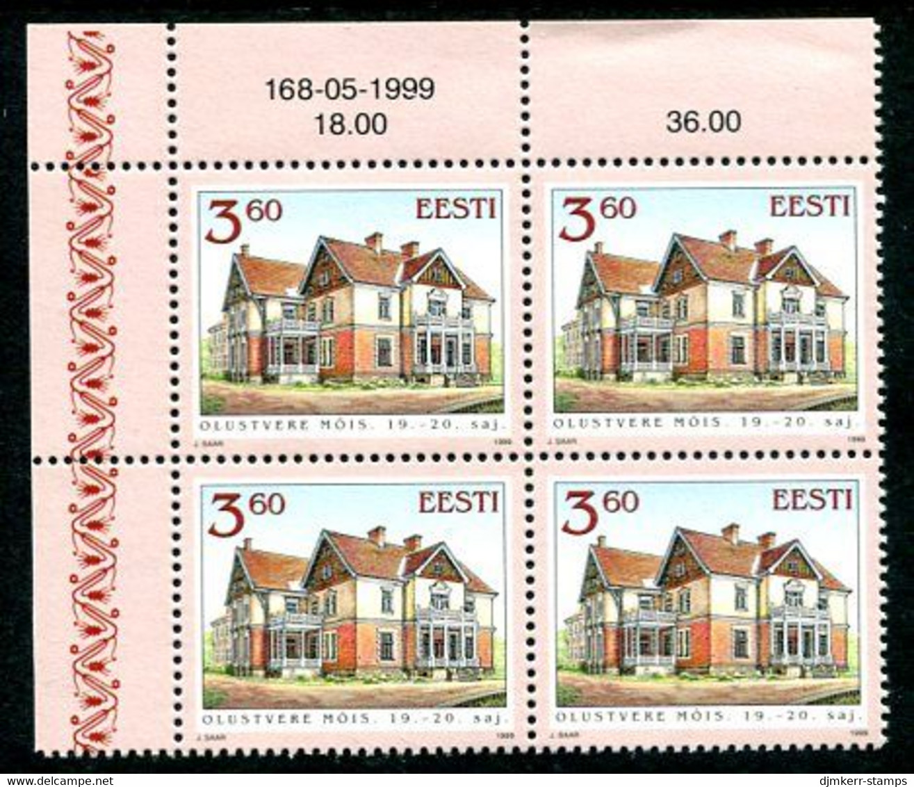 ESTONIA 1999 Olustvere Manor House Block Of 4 MNH / **  Michel 345 - Estonia
