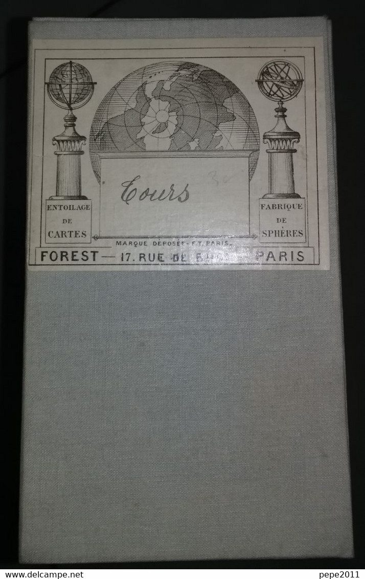 Ancienne Carte Entoilée De TOURS  Et Sa Région - Edition FOREST Révisée En 1904 Et 1906 - Topographische Karten