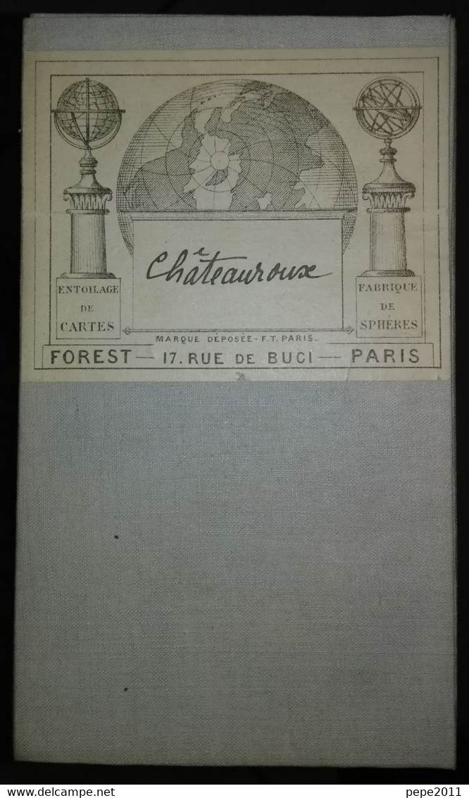 Ancienne Carte Entoilée De CHATEAUROUX Et Sa Région - Edition FOREST Révisée En 1904 Et 1907 - Carte Topografiche