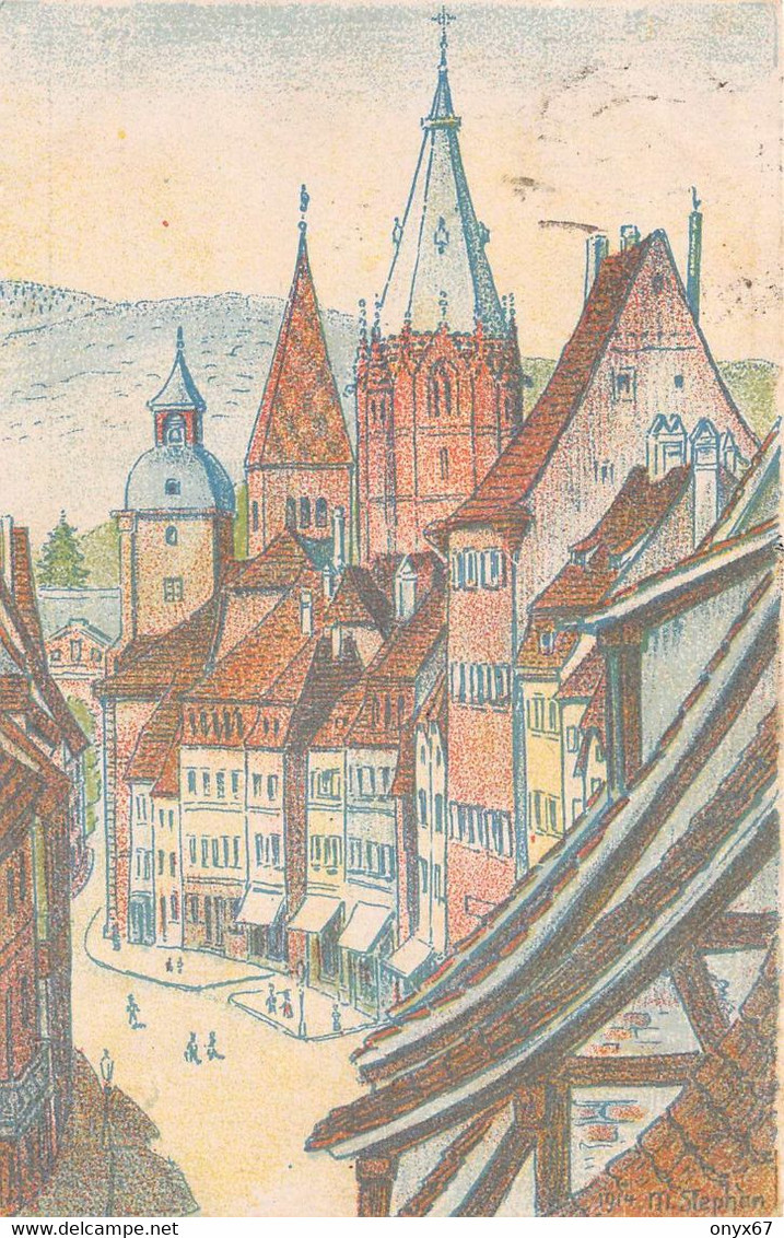 WEISSENBURG-Wissembourg-67-Bas-Rhin-Grand'rue-Dessin-Dessinée-Illustrateur M. Stephan 1914 - Wissembourg