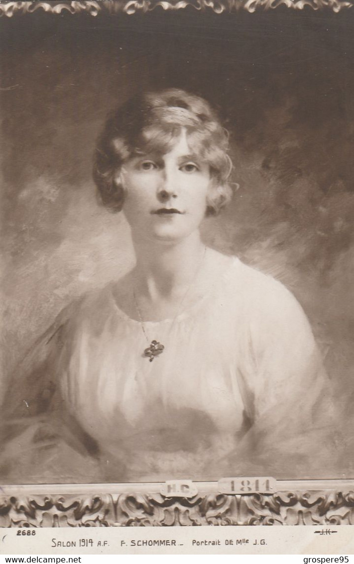 SALON 1914 F SCHOMMER PORTRAIT DE Mlle J.G J.K N°2688 - Paintings