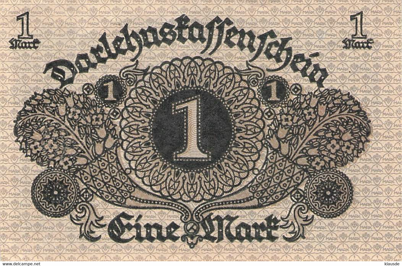 1 Mark 1920 Deutsche Reichsbanknote Au/EF (II)  Darlehenskassenschein - 1 Mark