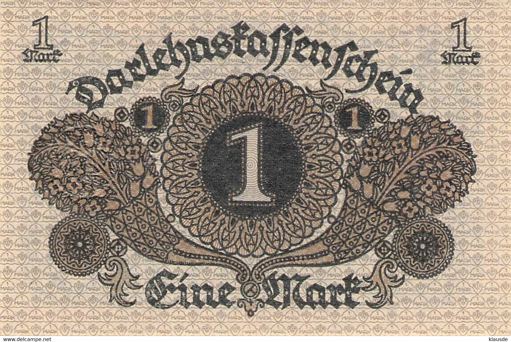 1 Mark 1920 Deutsche Reichsbanknote AU/EF (II)  Darlehenskassenschein - 1 Mark