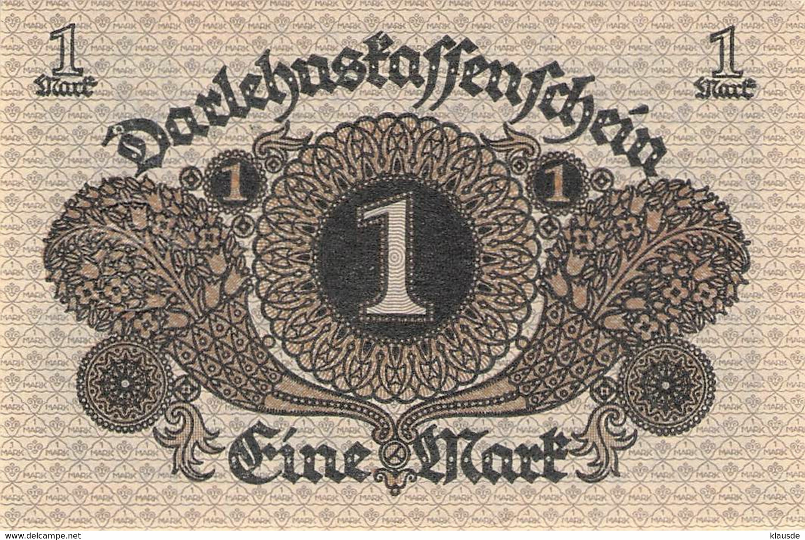 1 Mark 1920 Deutsche Reichsbanknote AU/EF (II)  Darlehenskassenschein - 1 Mark