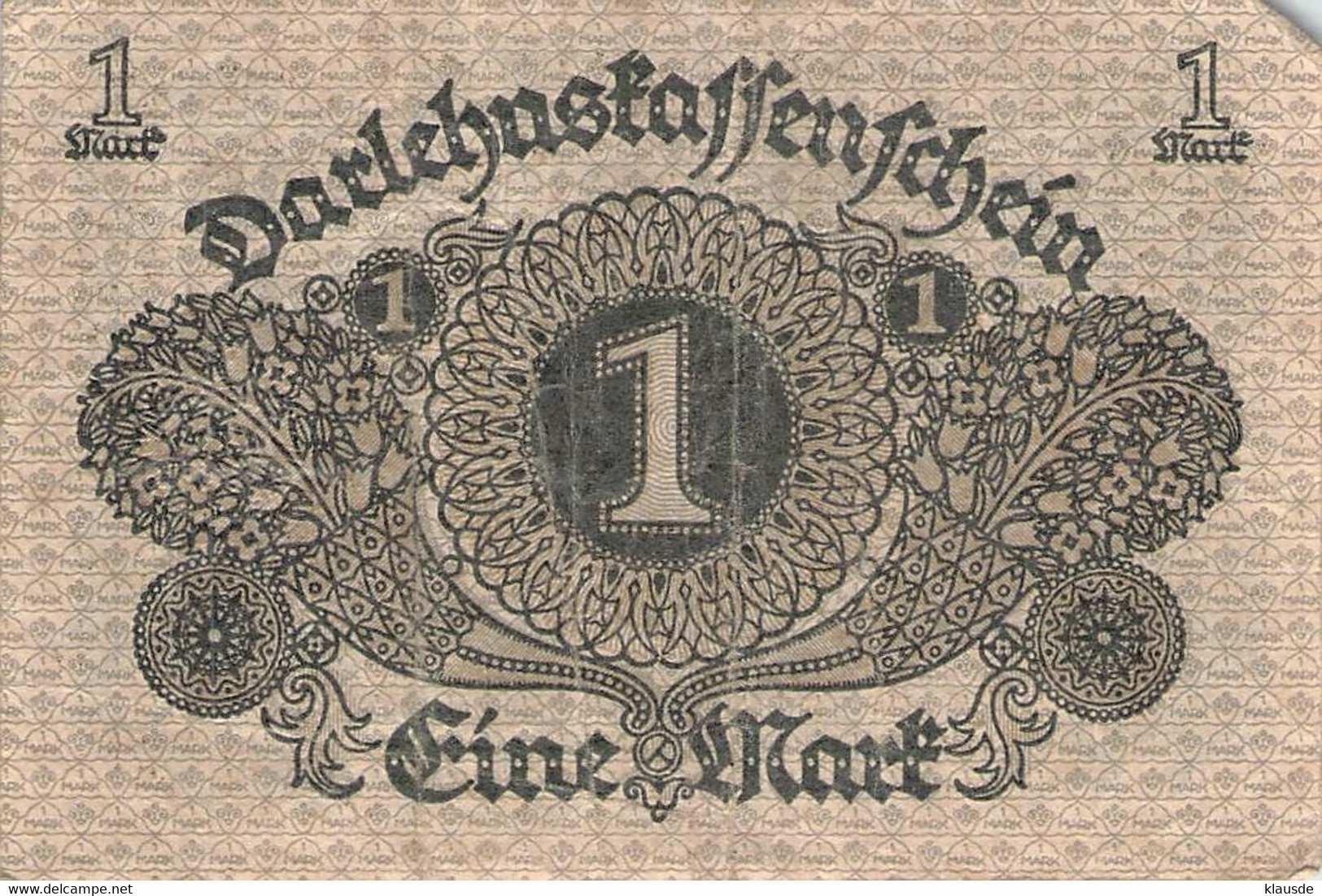 1 Mark 1920 Deutsche Reichsbanknote VF/F (III)  Darlehenskassenschein - 1 Mark