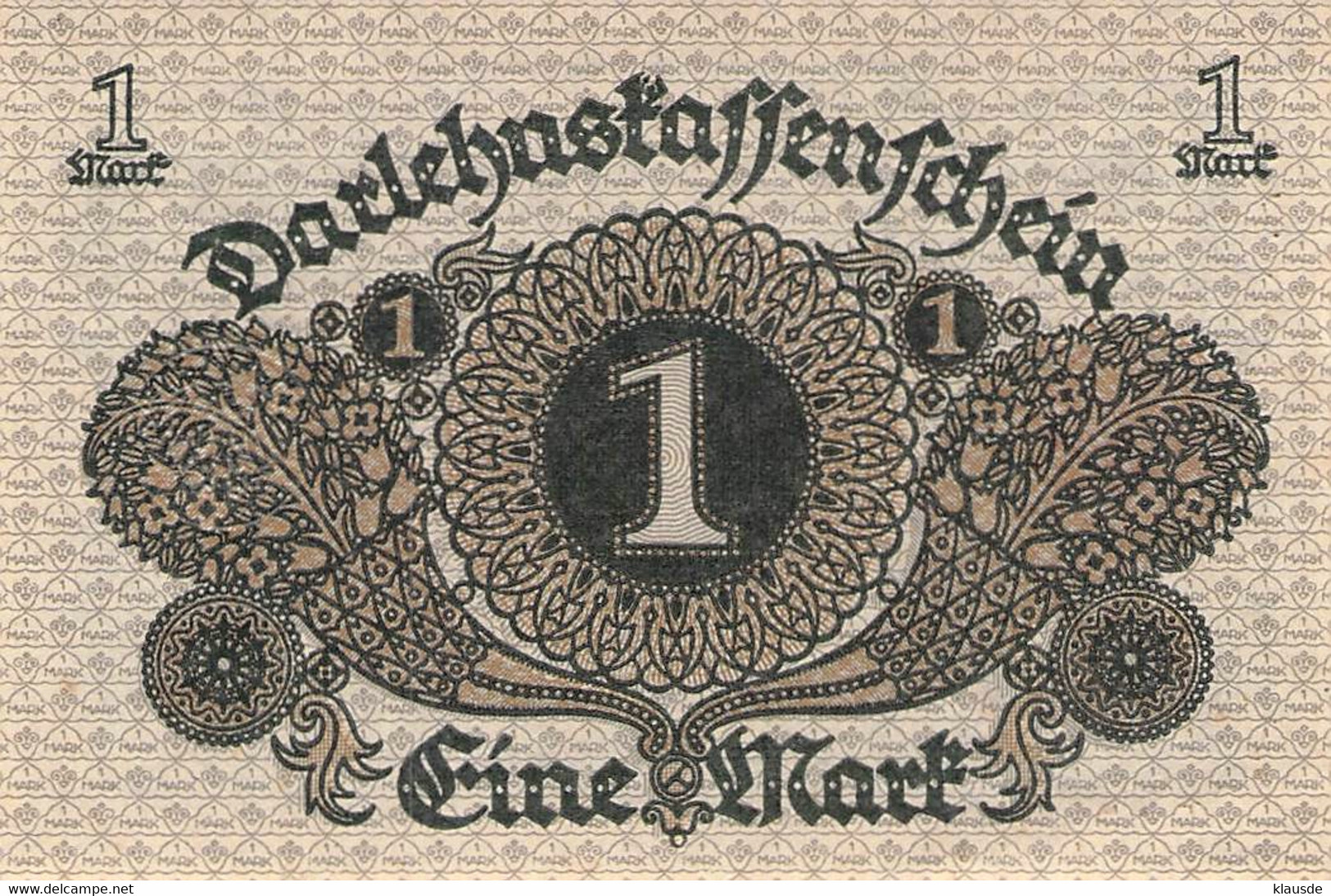 1 Mark 1920 Deutsche Reichsbanknote AU/EF (II)  Darlehenskassenschein - 1 Mark