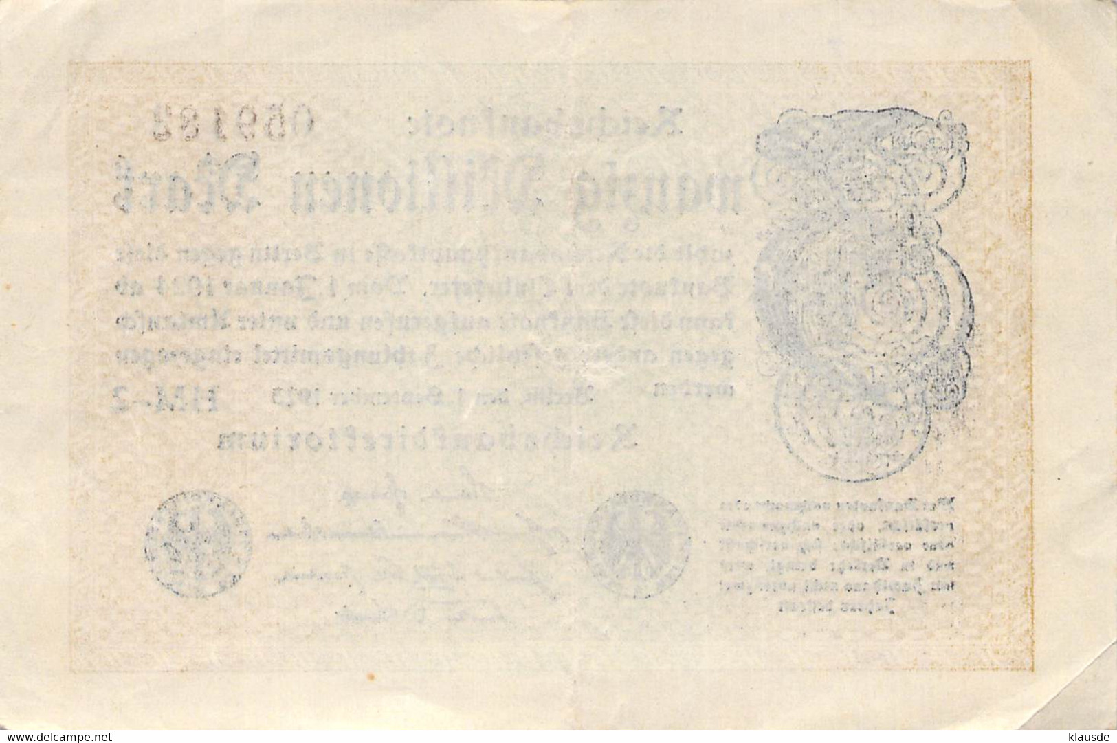 20 Mio Mark Reichsbanknote VF/F (III) - 20 Mio. Mark