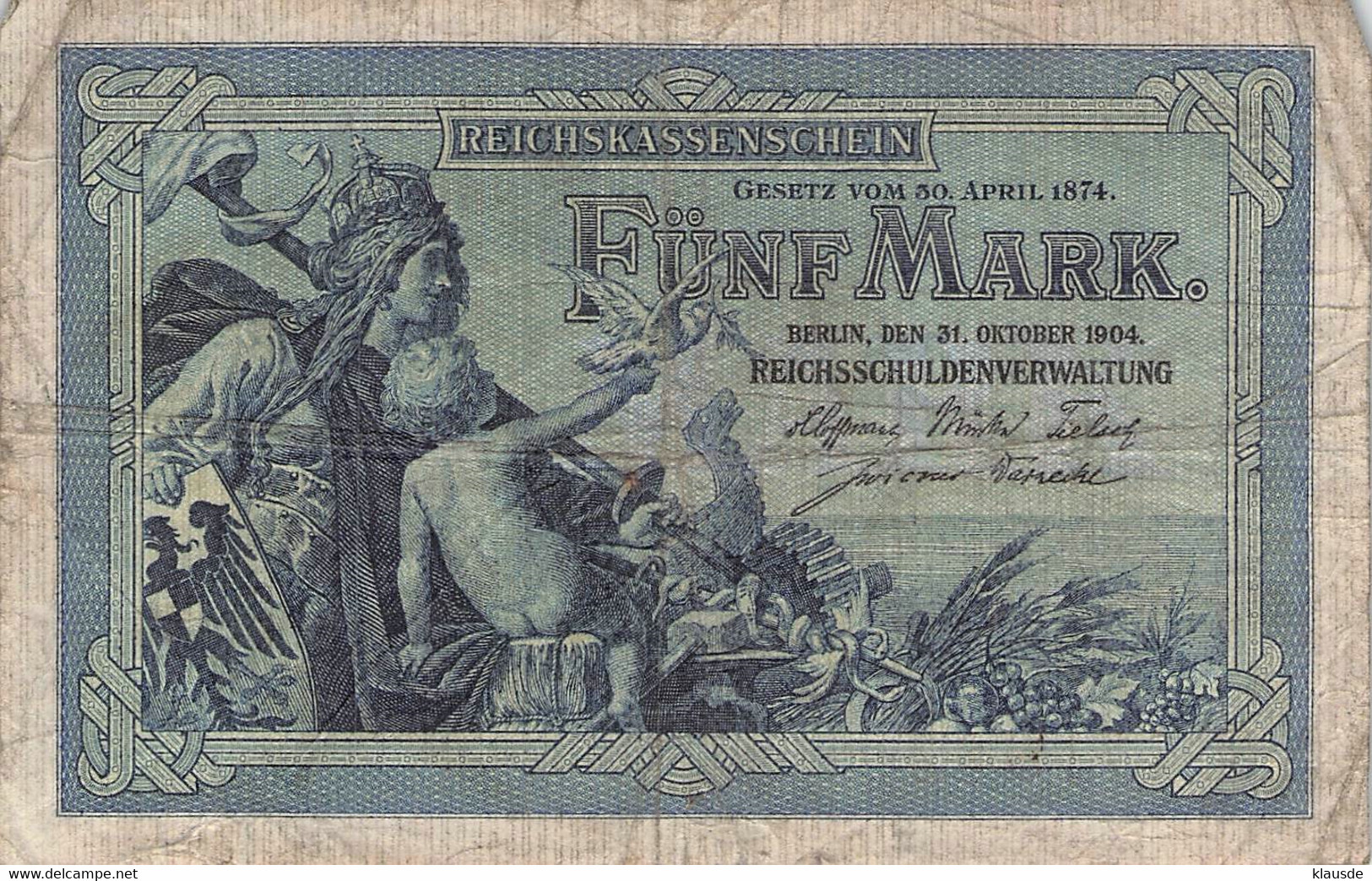 5 Mark 1904 Reichsbanknote VG/G (IV) - 5 Mark