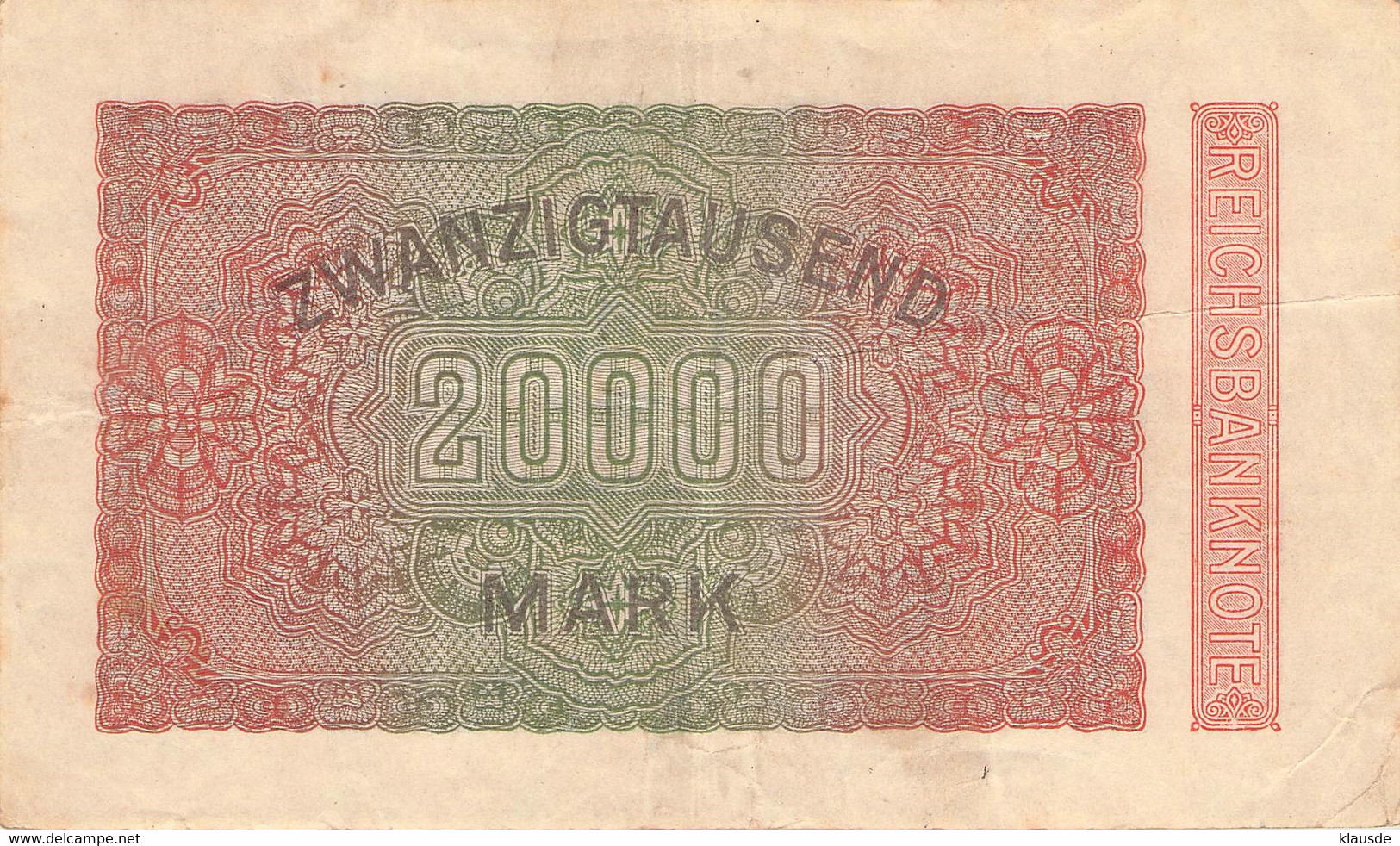 20.000 Mark 1923 Reichsbanknote VF/F (III) - 20.000 Mark