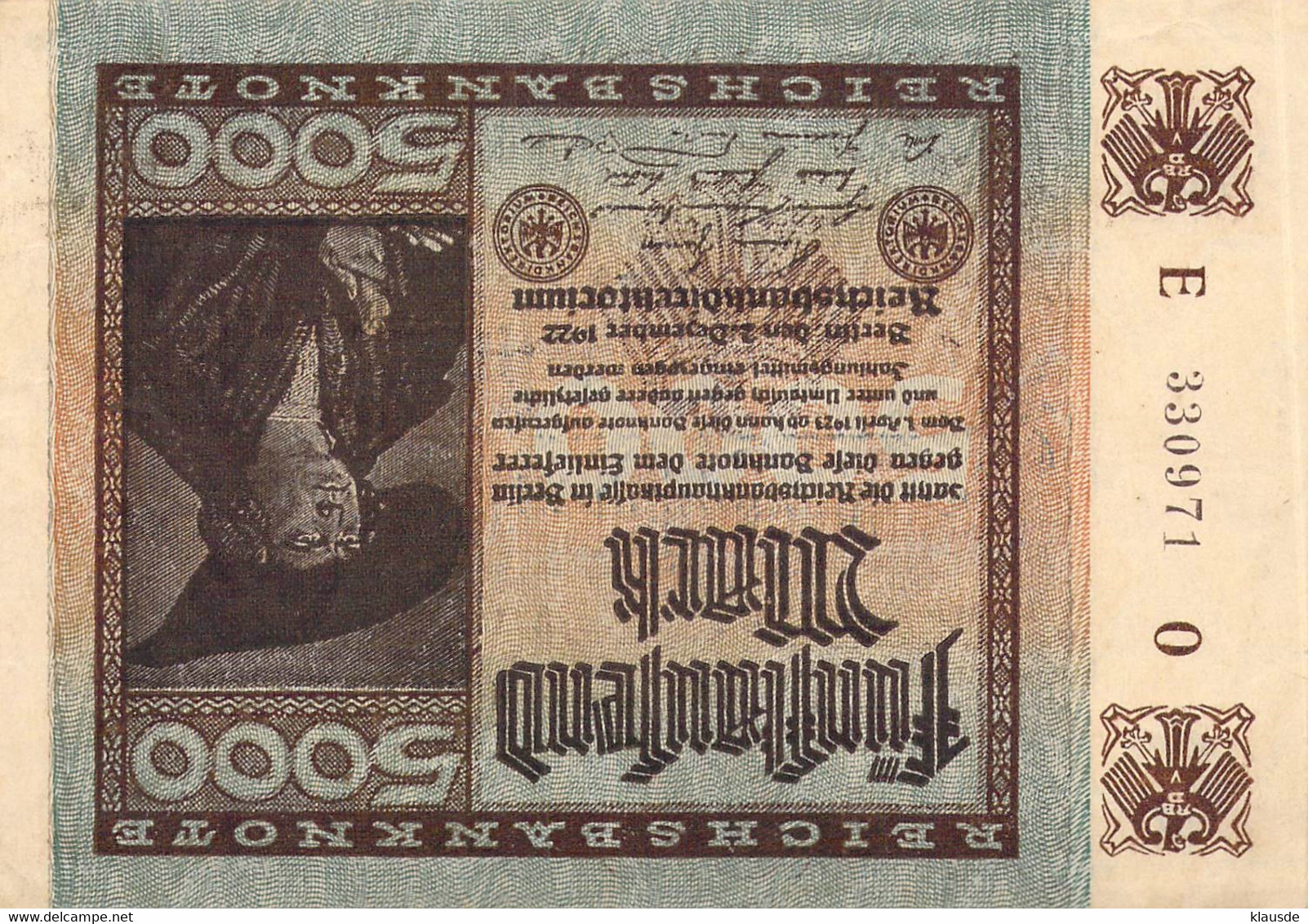 5.000 Mark 1922 Deutsche Reichsbanknote AU/EF (II) - 5000 Mark