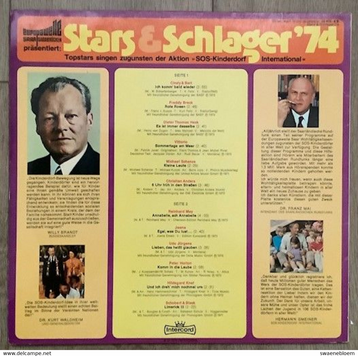 LP.- STARS & SCHLAGERS '74. Topstars Singen Zugunsten Der Aktion "SOS" Kinderdorf. - Collectors