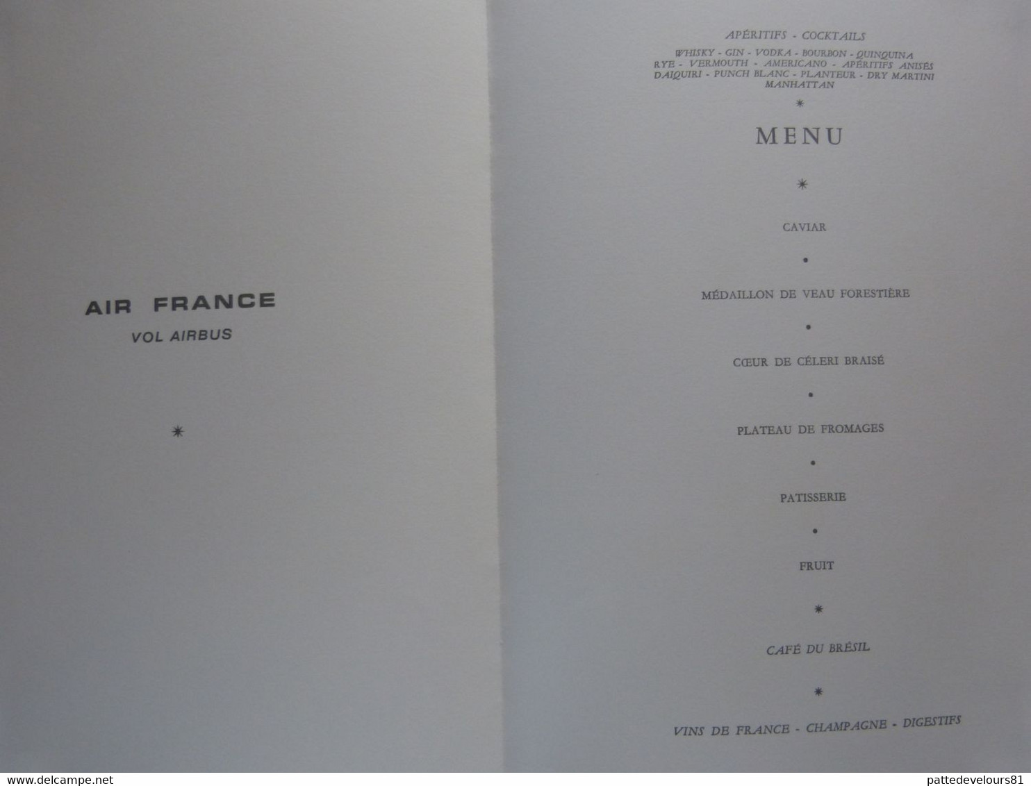 Menu 21 X 30 Vol Airbus  Air France Amérique Du Nord  (3 Scans) - Menus