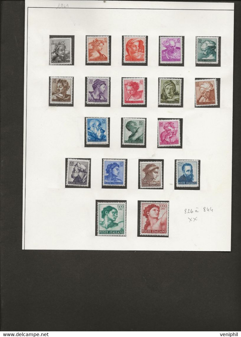 ITALIE - SERIE 826 A 844 NEUF SANS CHARNIERE -  COTE : 22 € - 1946-60: Nuevos