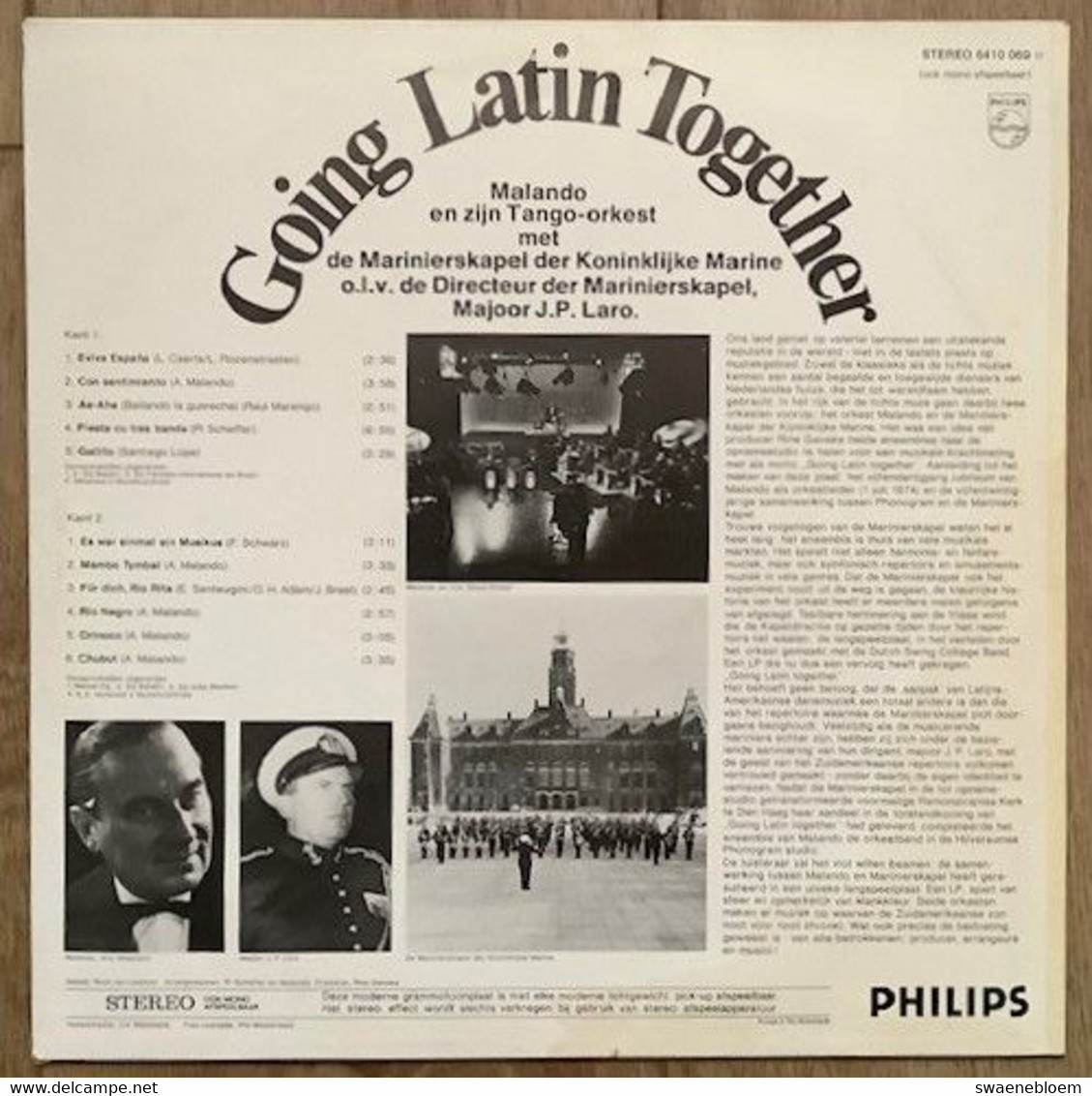 LP.- MALANDO. En Zijn Tango-orkest Met De MARINIERSKAPEL Der Koninklijke Marine. GOING LATIN TOGETHER. Majoor J.P. Laro - Collector's Editions