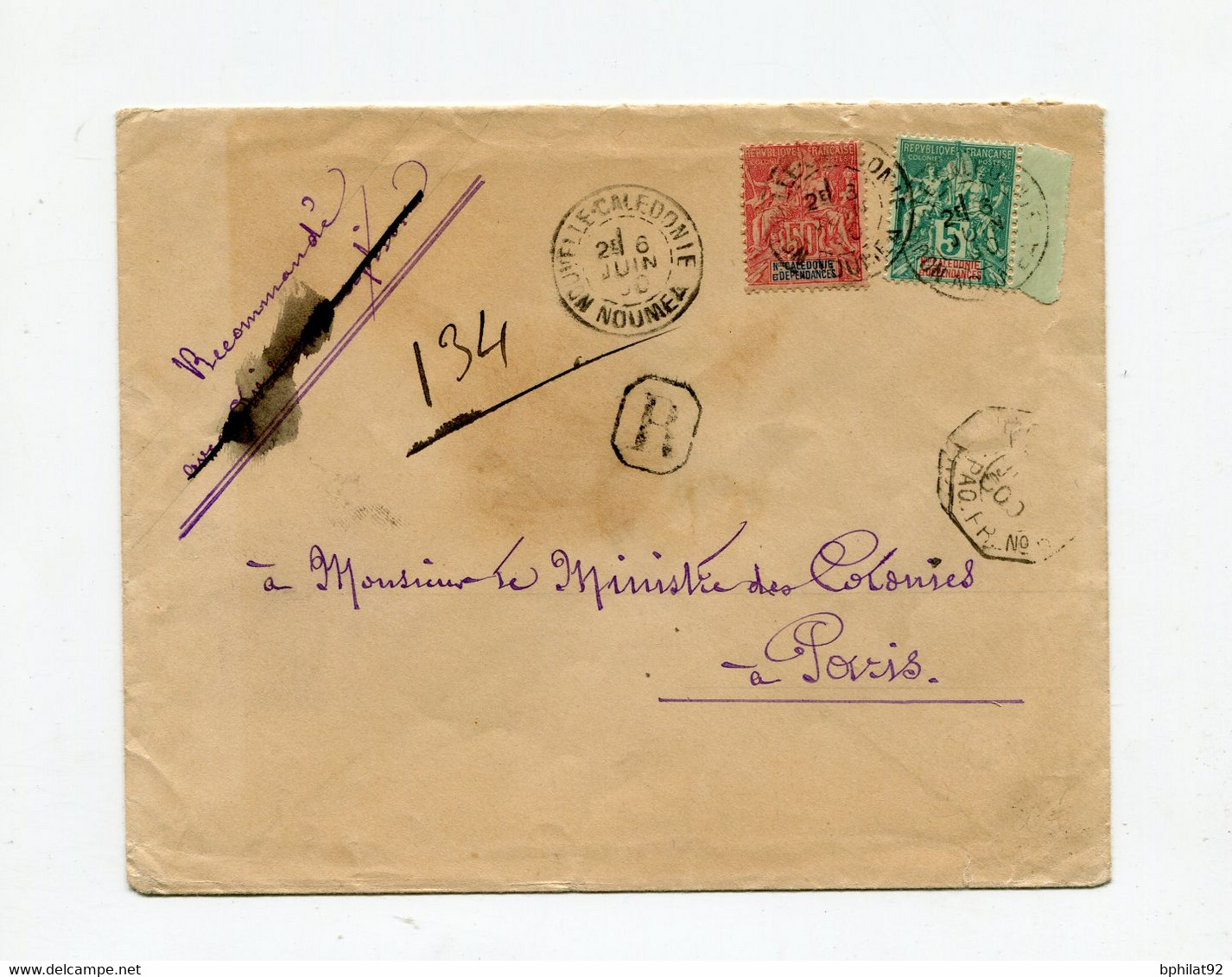 !!! NOUVELLE CALEDONIE, LETTRE RECOMMANDEE DE NOUMEA POUR PARIS DE 1900 - Cartas & Documentos