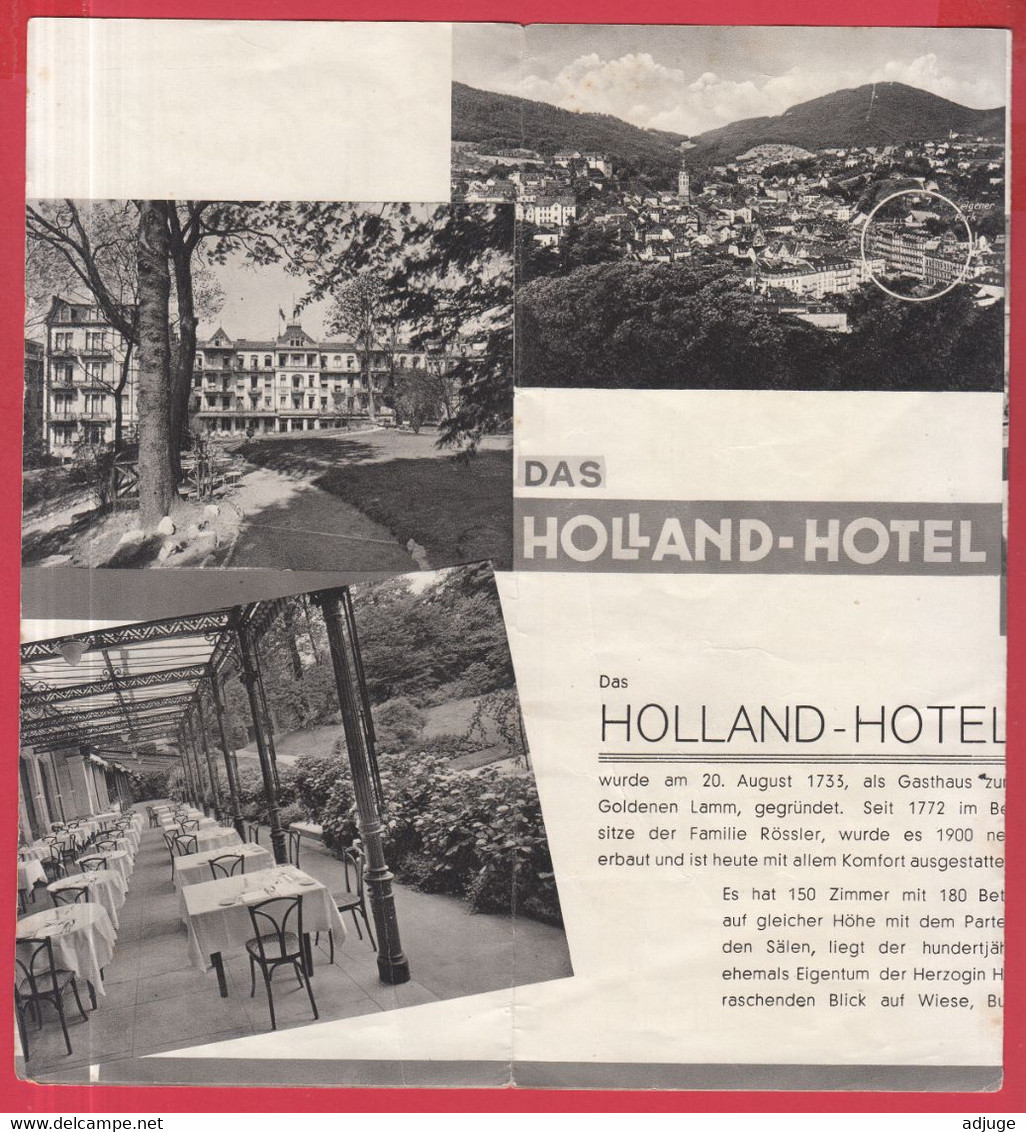 *1933* BADEN-BADEN _  HOLLAND-HOTEL 200 Jahre  1733-1933 _ RARE * 5 SCANS - Autres & Non Classés