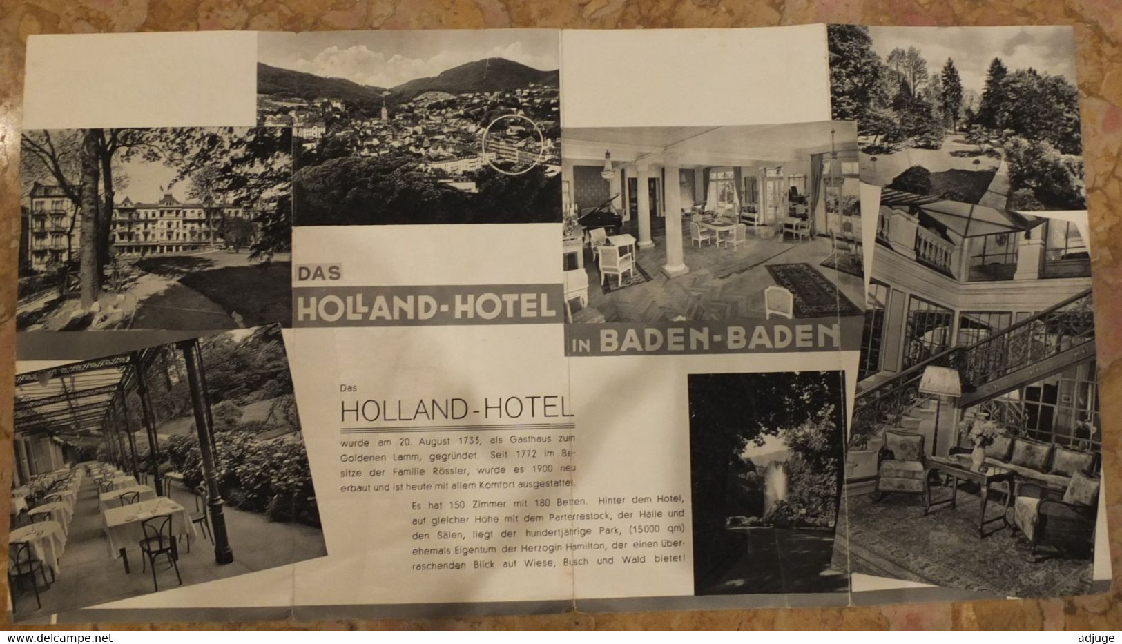 *1933* BADEN-BADEN _  HOLLAND-HOTEL 200 Jahre  1733-1933 _ RARE * 5 SCANS - Other & Unclassified