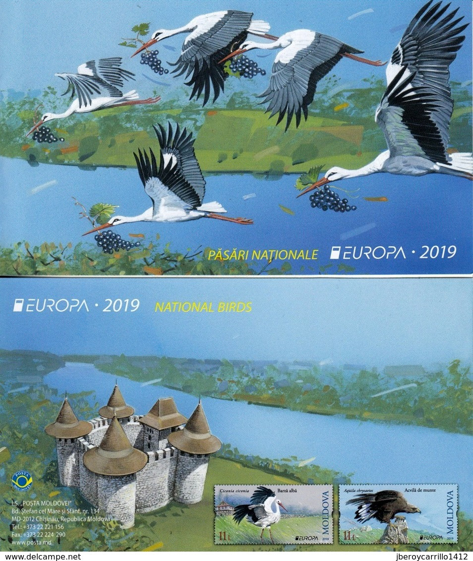 MOLDAVIA /MOLDOVA /MOLDAWIEN -EUROPA 2019 -NATIONAL BIRDS.-"AVES - BIRDS - VÖGEL -OISEAUX"- CARNET Con 2 BLOCKS De 3+L - 2019