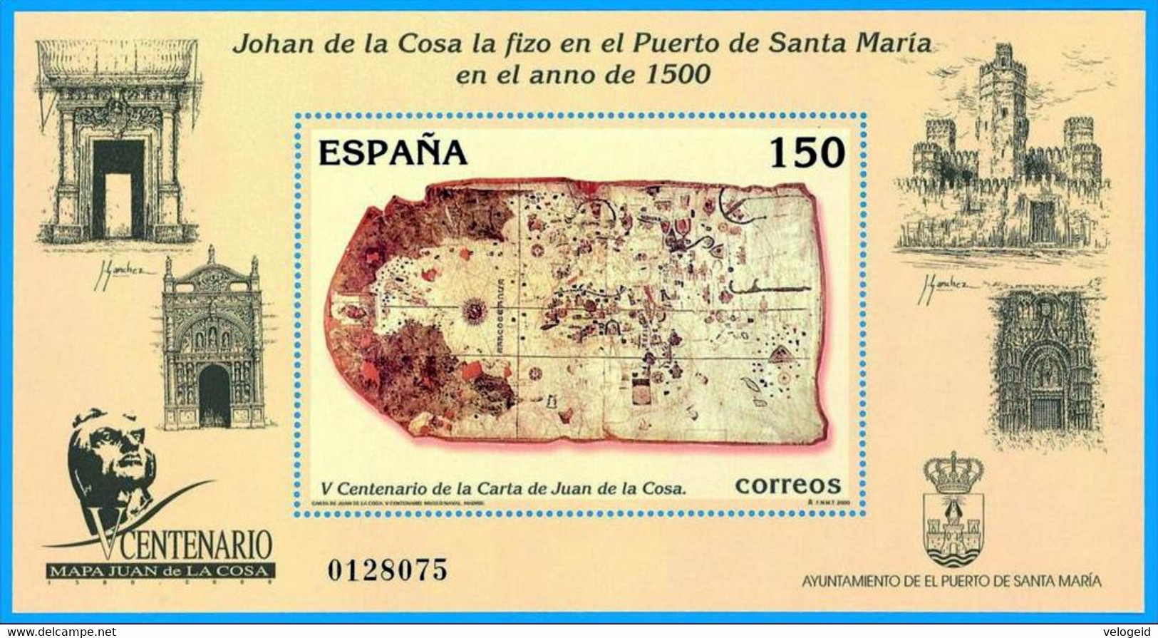 España. Spain. 2000. HB. V Centenario Carta De Juan De La Cosa - Ongebruikt