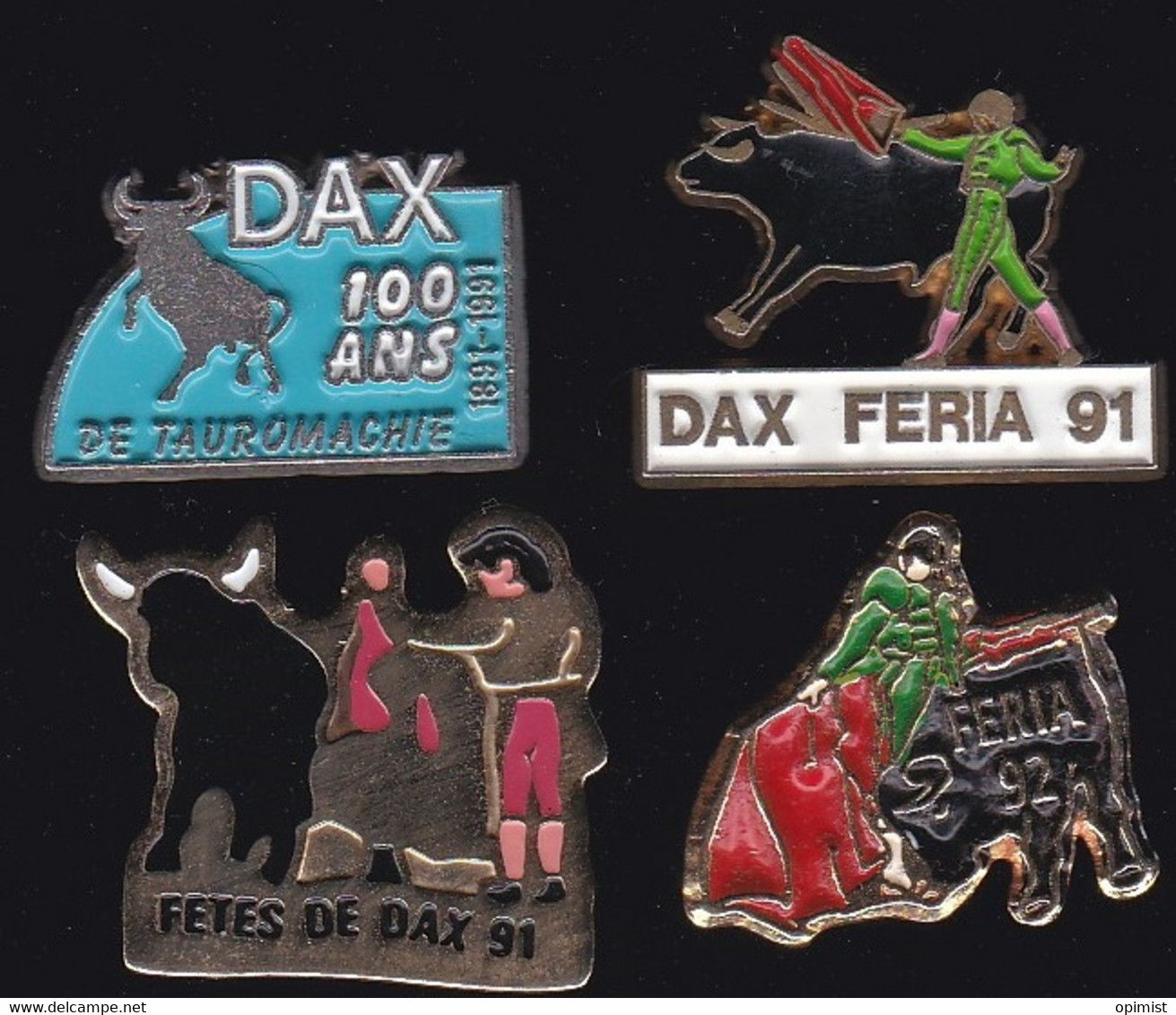 68967-Lot De 4  Pin's.Féria De Dax.Taureau.corrida. Landes .région Nouvelle-Aquitaine - Stierkampf