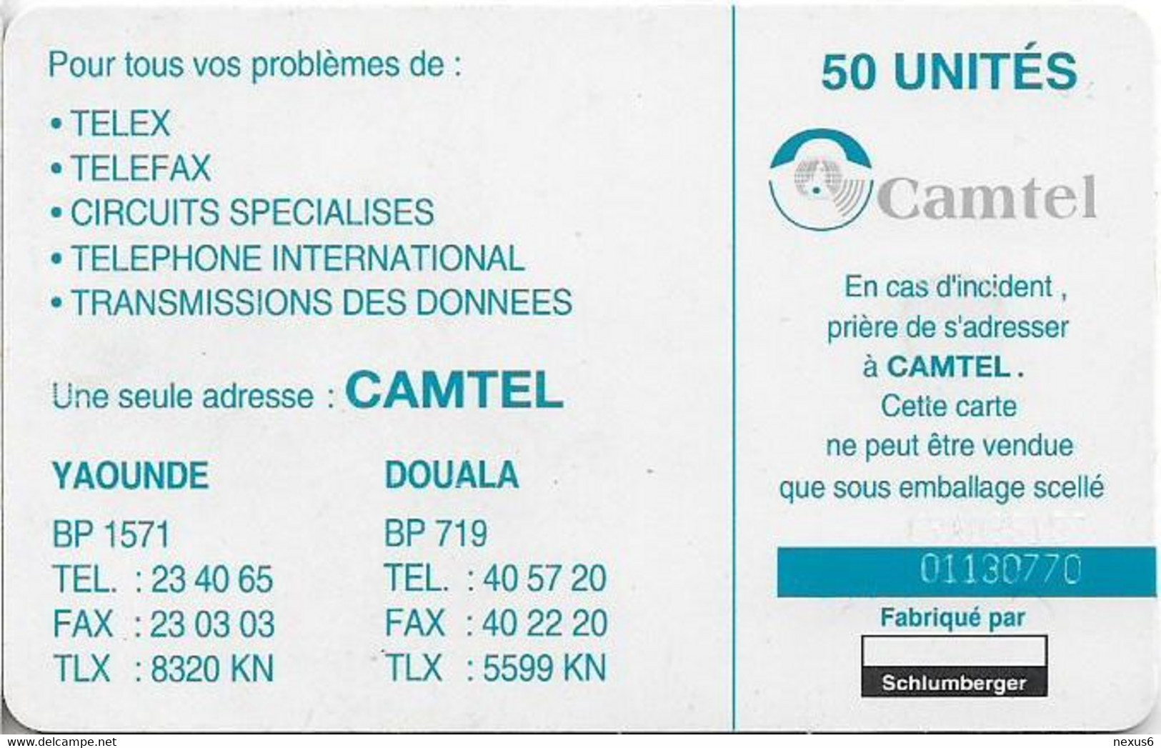 Cameroon - Cantel - Foumban - 50Units, SC7, CN. On 2 Lines (check Pics), Used - Kamerun