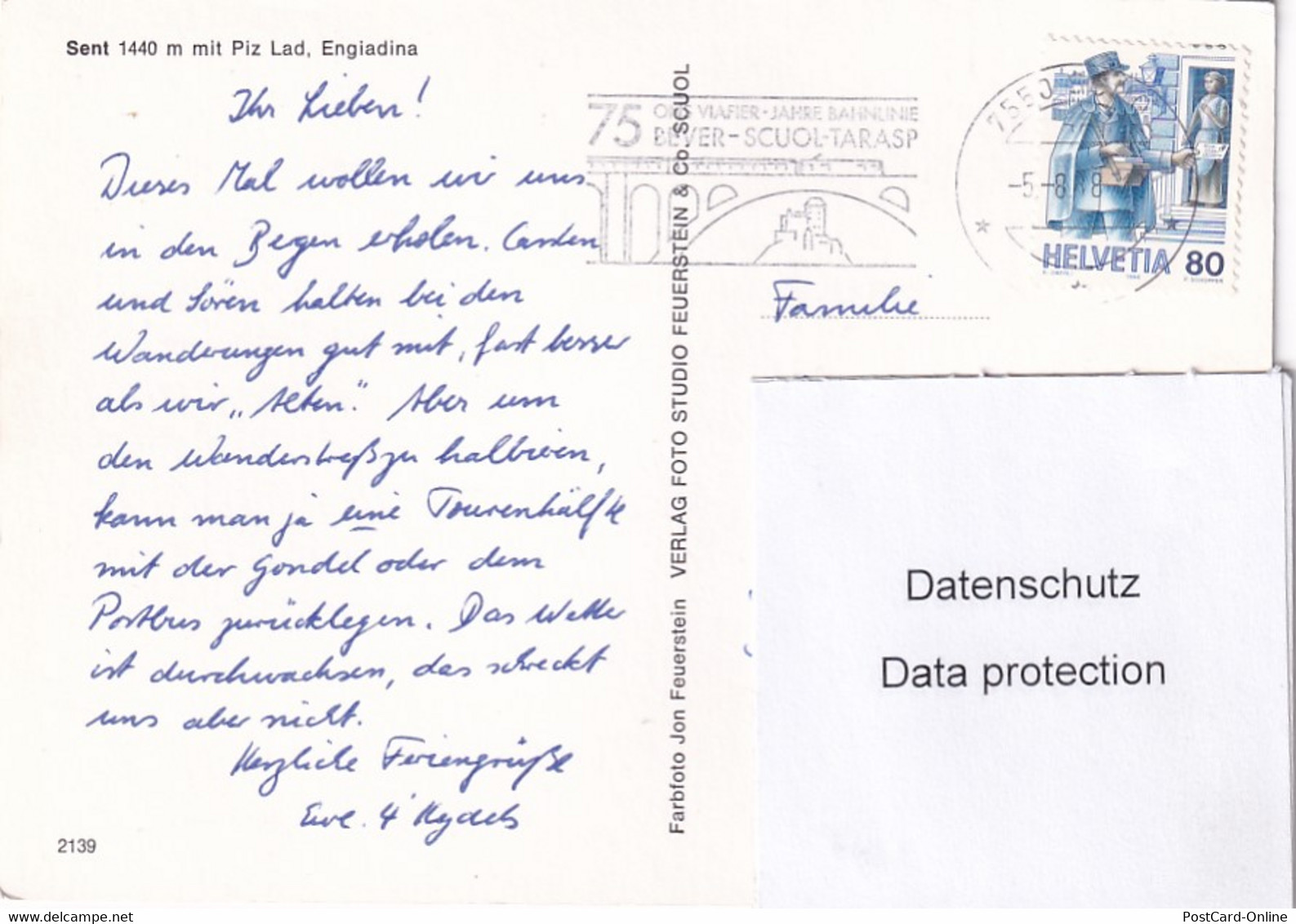 2735 - Schweiz - Graubünden , Sent Mit Piz Lad , Engiadina Bassa , Mehrbildkarte - Gelaufen 1988 - Sent