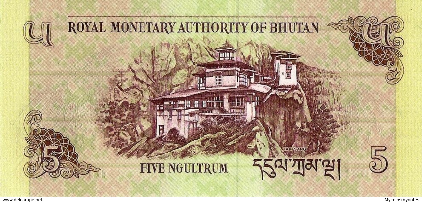 BHUTAN, 5 NGULTRUM, 2015, P28c, UNCIRCULATED - Bhoutan