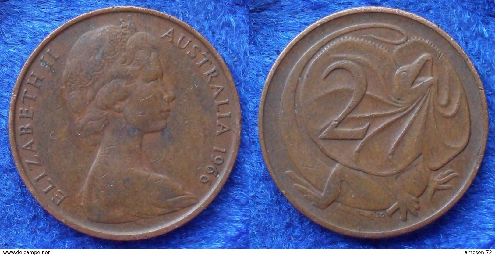 AUSTRALIA - 2 Cents 1966 Frill-necked Lizard KM# 63 Bronze - Edelweiss Coins - Zonder Classificatie