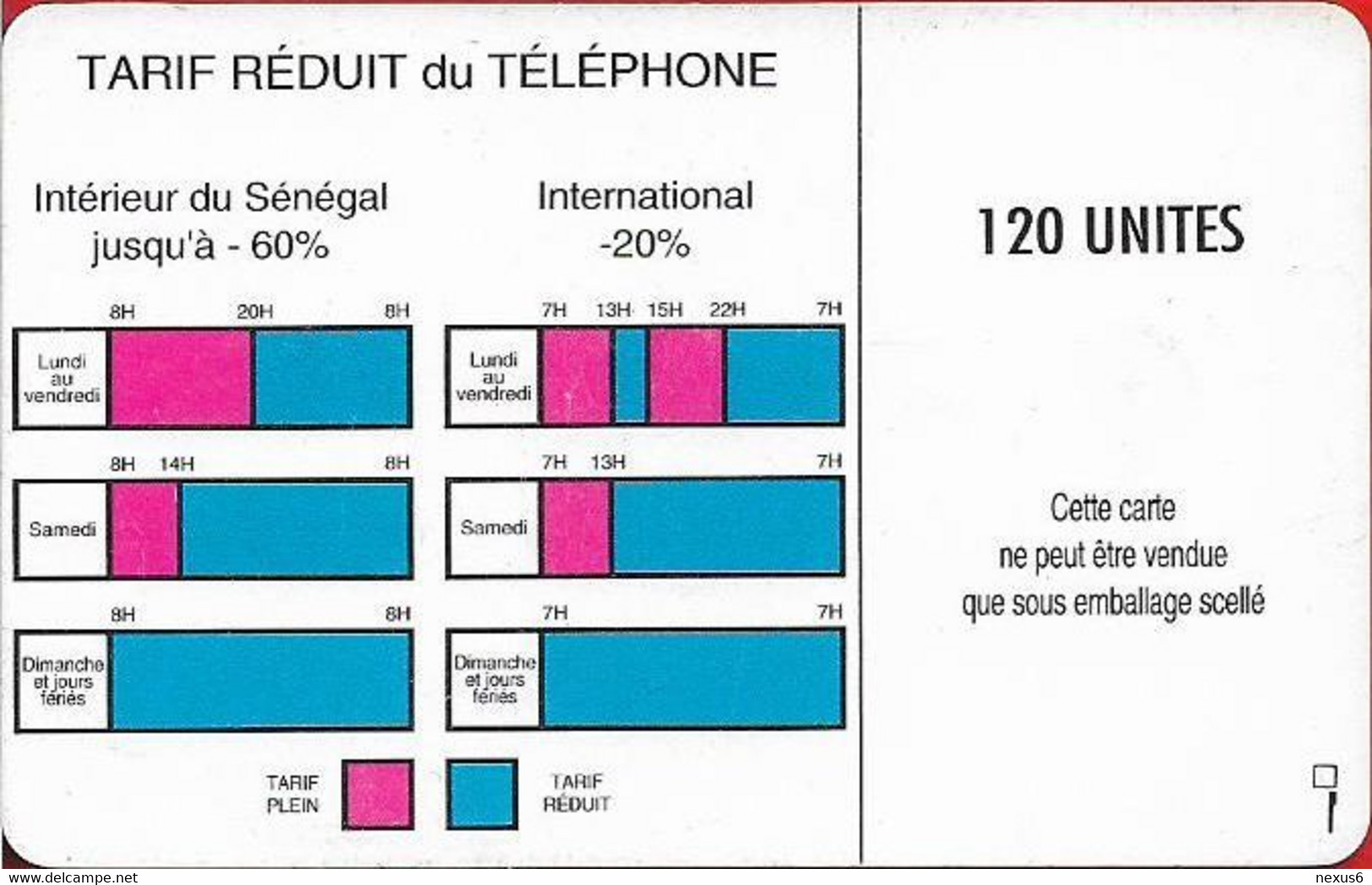 Senegal - Sonatel - Logo - 120Units, Gem1A Symm. Black, NO Transp. Moreno, No CN., Setting #1, Used - Senegal