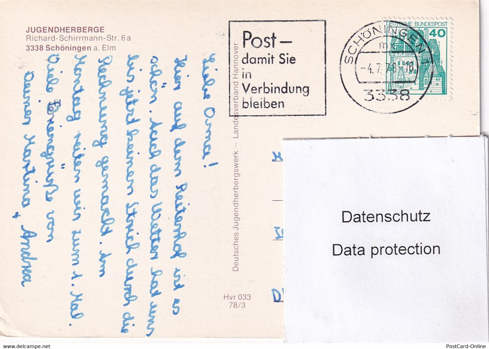 2901 - Deutschland - Schöningen A. Elm , Jugendherberge - Gelaufen 1978 - Helmstedt