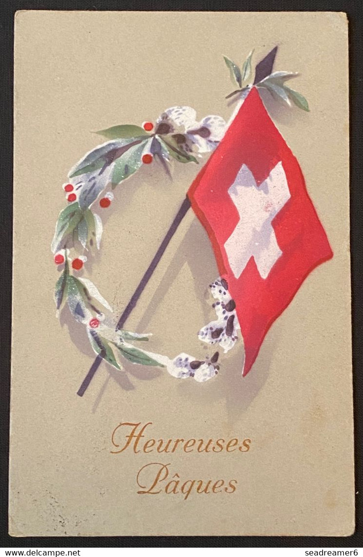 Carte Postale Suisse Obl 7 POSTES MILITAIRES BELGIQUE 7 + Dateur 27 Mars 1917 De Neuchatel Pour Armée Belge En Campagne - Armée Belge
