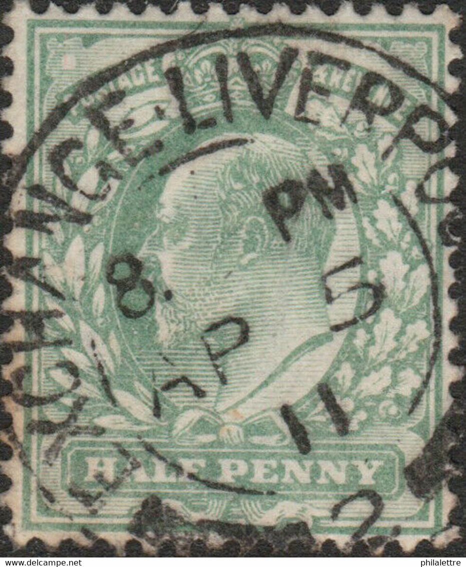 GB  KEVII 1911 SG217 1/2d Pale Yellow-green Used "EXCHANGE . LIVERPOOL / 2 " - Usados