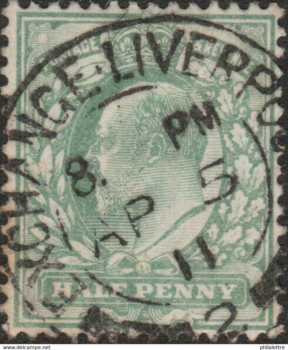 GB  KEVII 1911 SG217 1/2d Pale Yellow-green Used "EXCHANGE . LIVERPOOL / 2 " - Usati