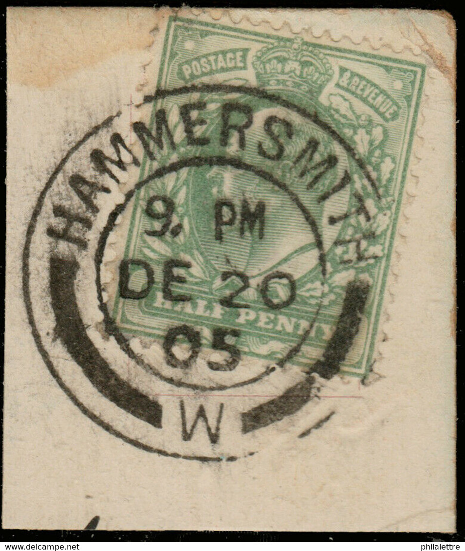 GB - 1905 KEVII SG 218 Used "HAMMERSMITH / W" Double Circle Date Stamp /piece - Used Stamps