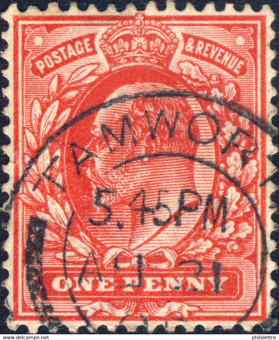 GB SG219 KEVII 1d Scarlet Used "TAMWORTH" (Staffs) 1905 Double Circle CDS - Oblitérés